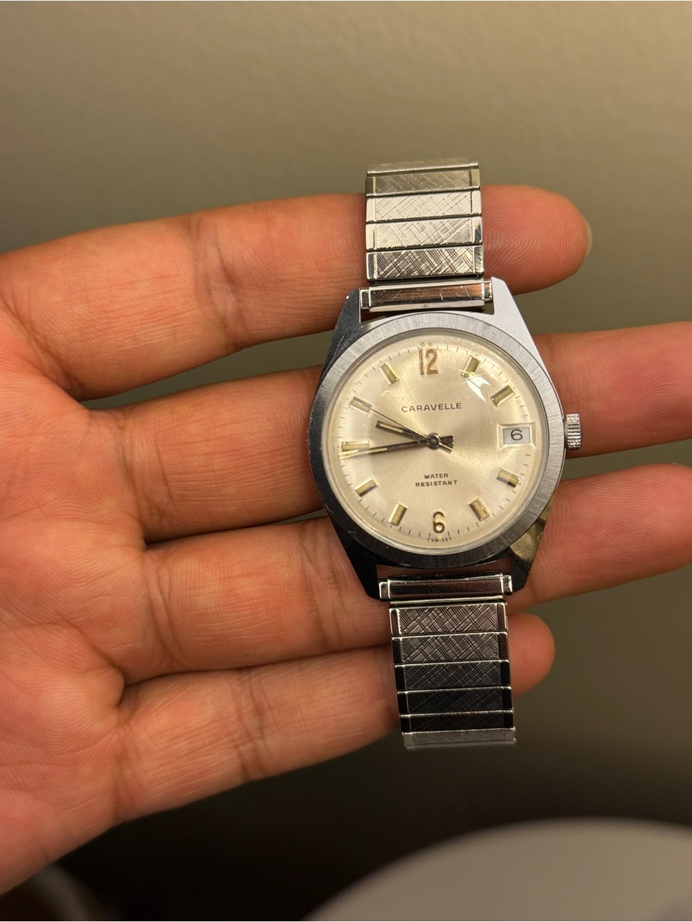 Bulova by Caravelle Silver-Tone winding Vintage Men's Watch with Cream Dial